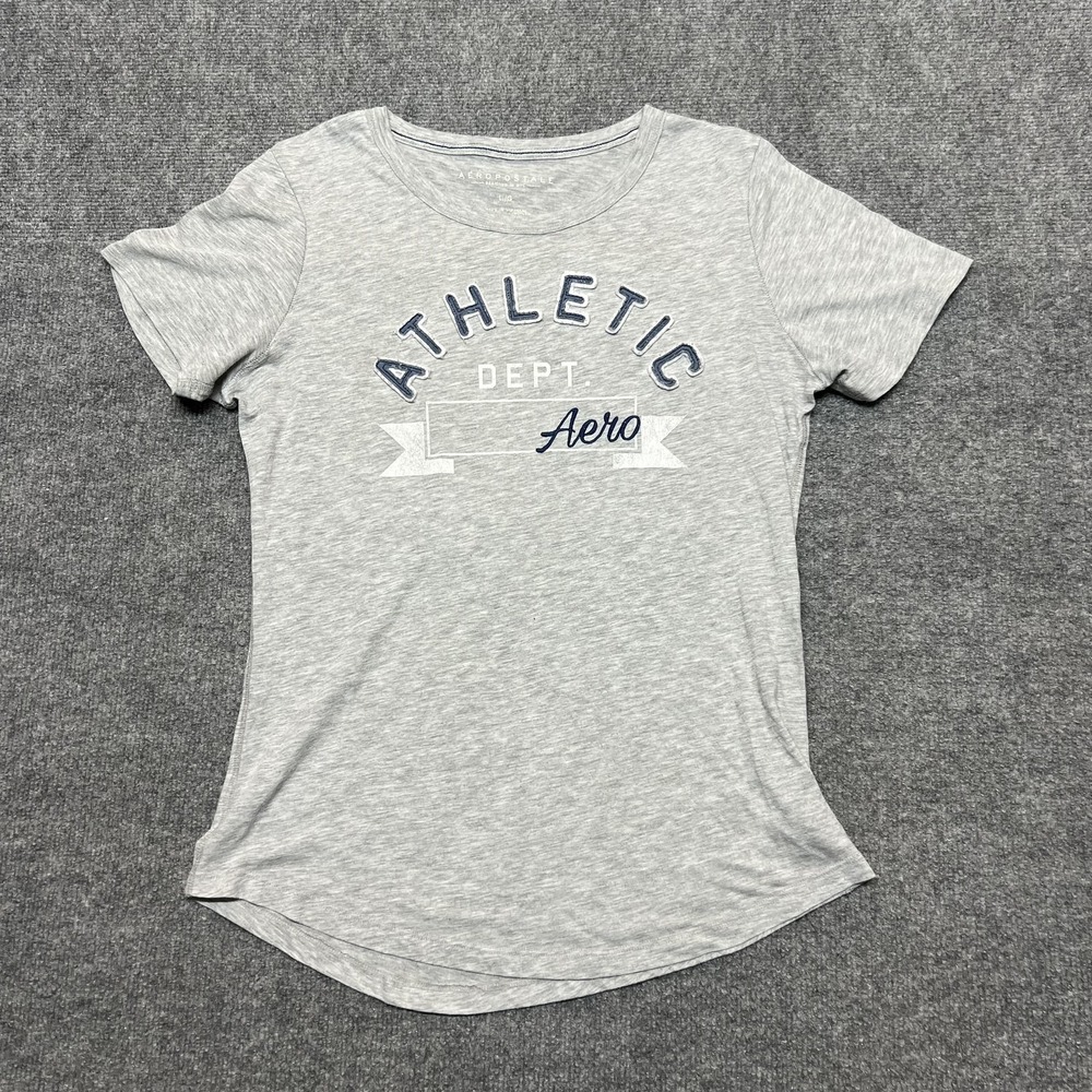 Aeropostale Shirt Womens Large Gray Athletic Dept Aero Short Sleeve Graphic Top